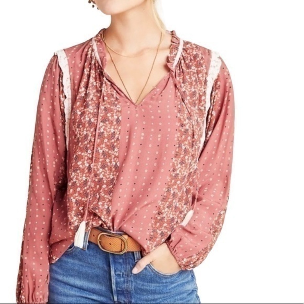 Anthropologie Dolan Ardmore Peasant Top Ruffle Neck Shoulder Details Size XS